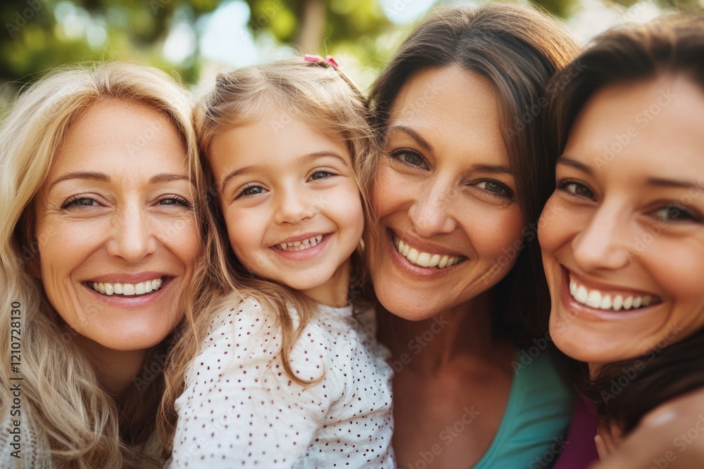 Obraz premium A group of women and a young girl standing together, smiling for the camera