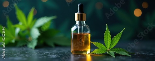 Vape hexahydrocannabinol distillate on a dark background, pharmaceutical, HHC, distillate