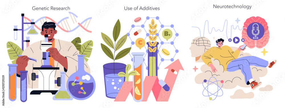 Biohacking. Flat Vector Illustration Biohacking. Flat Vector Illustration