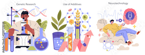 Biohacking. Flat Vector Illustration