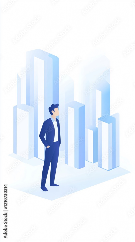 Fototapeta premium Businessman in Abstract Cityscape: A Vision of Future Success