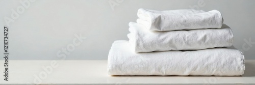 Folded white sheets stacked on top of each other, foldedclothing, linen, neat