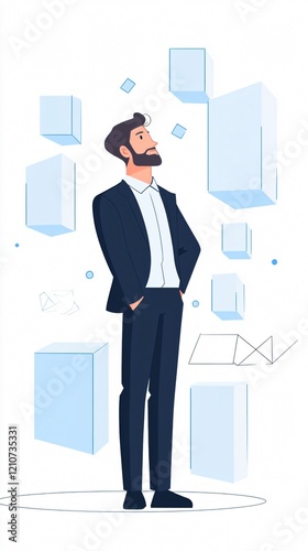 Wallpaper Mural Businessman in Thought: A Visionary's Quest for Innovative Solutions Torontodigital.ca