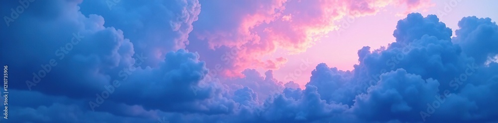 Abstract blue and purple hues blend with a cloudy morning sky, mood, light, morning Abstract blue and purple hues blend with a cloudy morning sky, mood, light, morning
