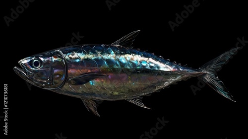 Iridescent bluefin tuna isolated on black background. photo