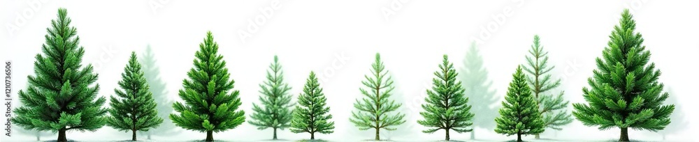 Branches of Christmas tree in green isolated on white background, fir, Christmas trees Branches of Christmas tree in green isolated on white background, fir, Christmas trees