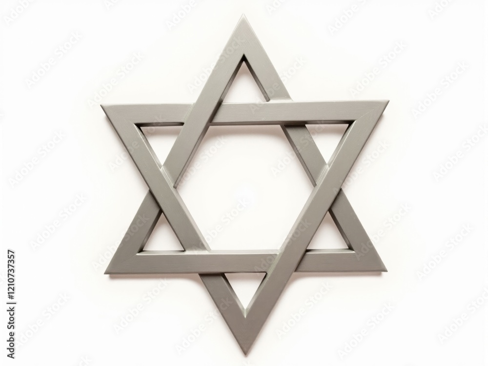 Grey Wooden Star of David on White Background Grey Wooden Star of David on White Background