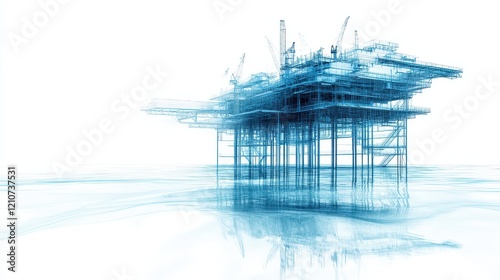 Offshore Grid Structure Visualization in Blue Tone