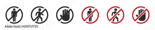 No entry vector icon designs set. No entry vector icon illustrations