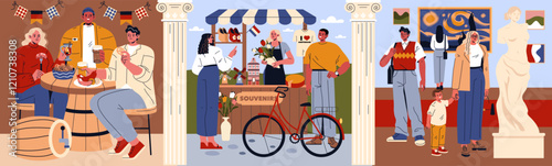 Eurotour. Flat Vector Illustration