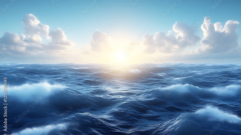 Obraz premium Ocean Waves Sunset Sky Cloudscape Seascape