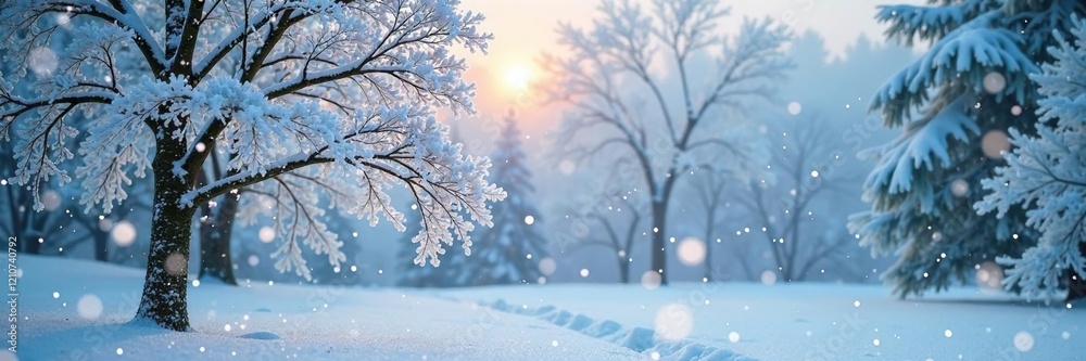 Frosty trees gently sway in the wind, their branches heavy with snowflakes, frozen nature, bokeh snowflakes, winter wonderland Frosty trees gently sway in the wind, their branches heavy with snowflakes, frozen nature, bokeh snowflakes, winter wonderland