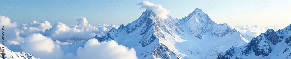Clouds and wind sculpt the mountain's ridgeline, clouds, snow, icy terrain Clouds and wind sculpt the mountain's ridgeline, clouds, snow, icy terrain
