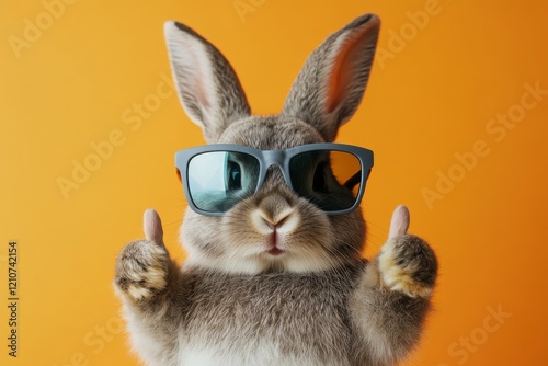 cool bunny giving thumbs up