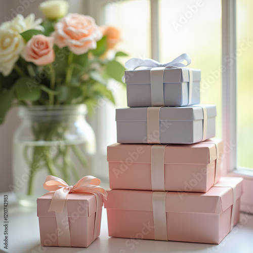 gift box and flowers