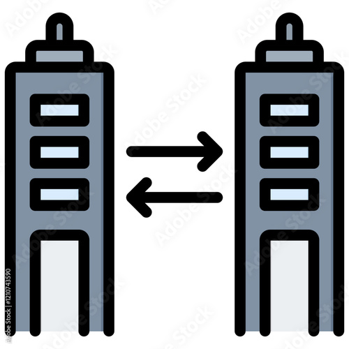 Horizontal Merger Outline Color Icon