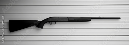 A modern semi-automatic tactical shotgun isolated on a white background. Modern weapons against a light background photo