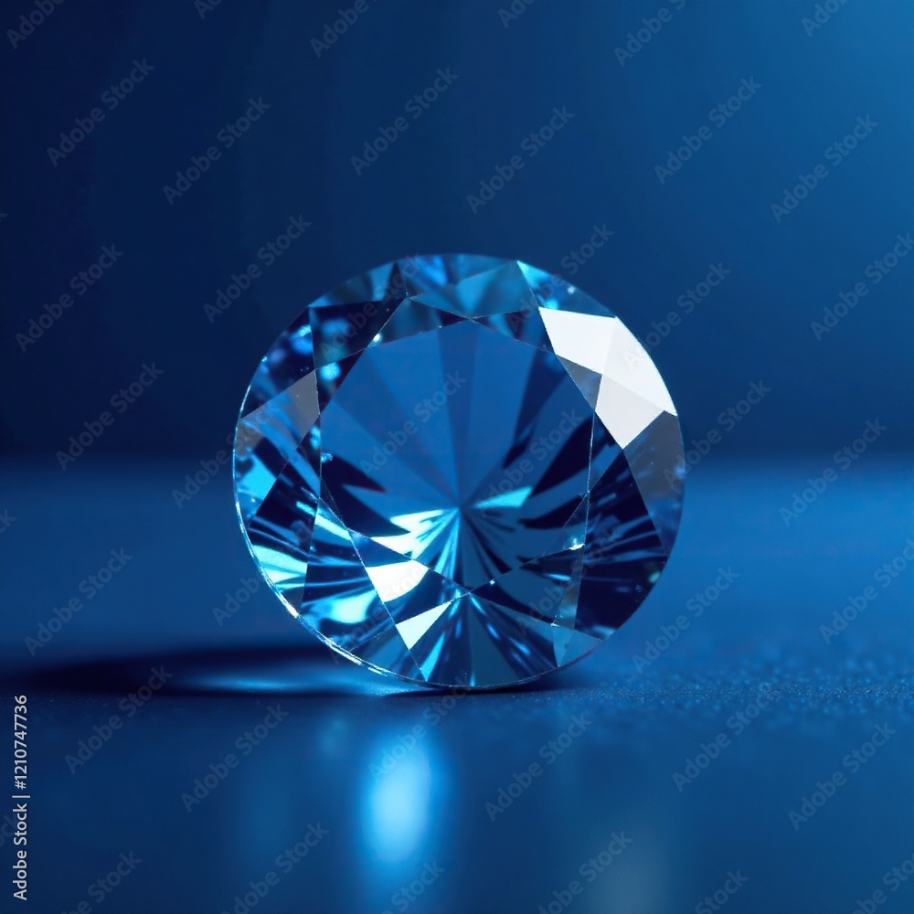 Deep blue gemstone on a cobalt blue background, colorful, blue diamond, rare Deep blue gemstone on a cobalt blue background, colorful, blue diamond, rare