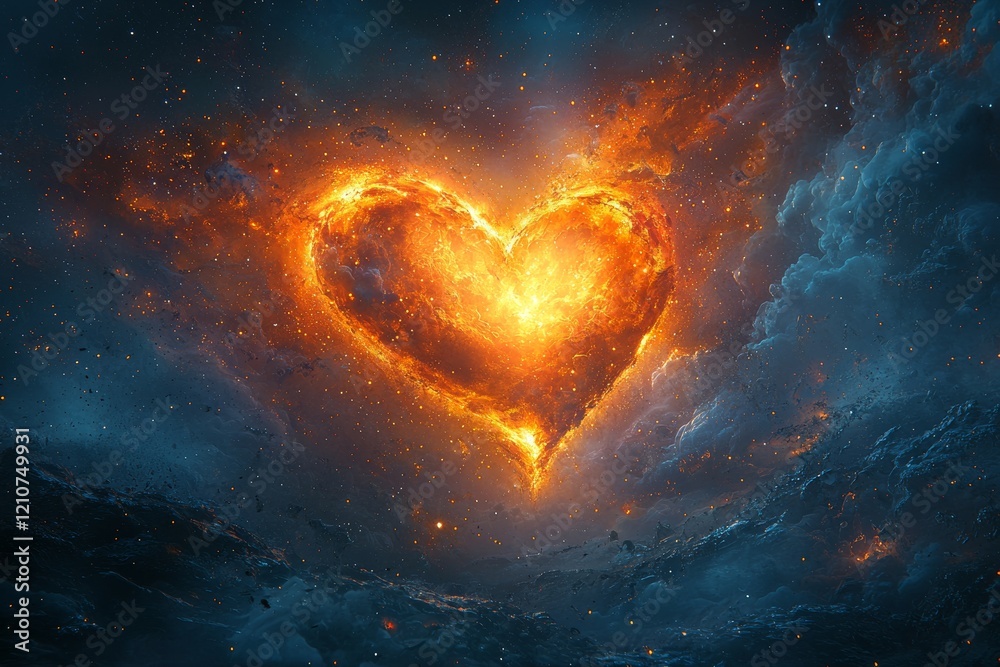 Enchanted Heart Galaxy: A Celestial Beauty in the Dark Cosmos, Whirling Stars Illuminating the Love-Filled Void Enchanted Heart Galaxy: A Celestial Beauty in the Dark Cosmos, Whirling Stars Illuminating the Love-Filled Void