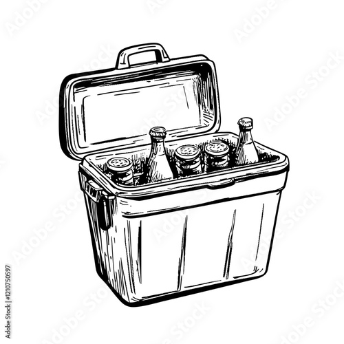 Drink Cooler Summer Icon Set Sketch Illustration