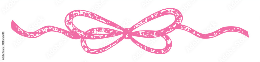 Pretty girlish bow illustration in coquette style hand drawn with wax crayons Pretty girlish bow illustration in coquette style hand drawn with wax crayons