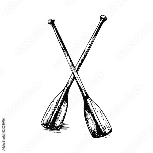 A couple of oars sketch illustration for summer vacation