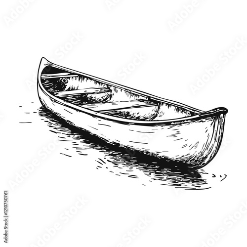 Canoe for Summer Vacations Roadtrips Travel Sketch Illustration Icon Set