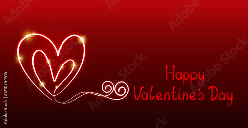 Two valentines day hearts isolated on red background