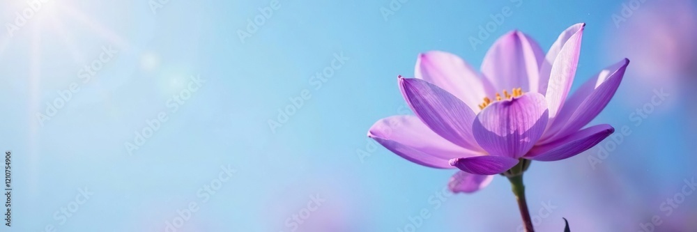 Elegant purple petals against a soft blue sky, serene, plant Elegant purple petals against a soft blue sky, serene, plant