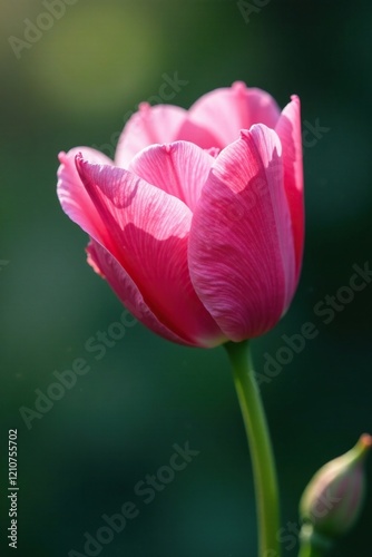 Freshly opened pink petal falling from its stem, blooming, nature, blossoms