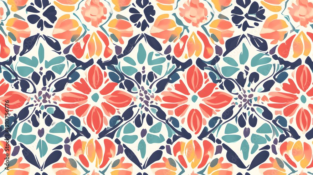 Fototapeta premium Vibrant Kaleidoscope-Inspired Patterns with Detailed Symmetrical Motifs