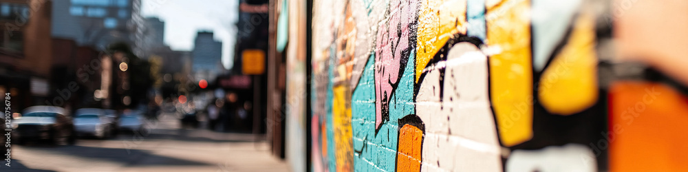 Fototapeta premium Urban Street Scene with Abstract Mural