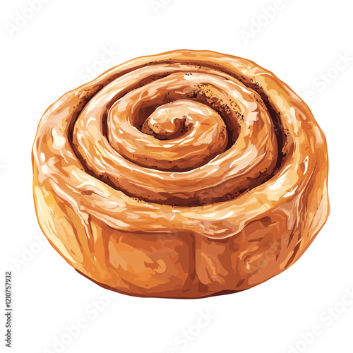 Cinnamon roll vector logo isolated on white background Cinnamon rolls with cream clipart Illustration