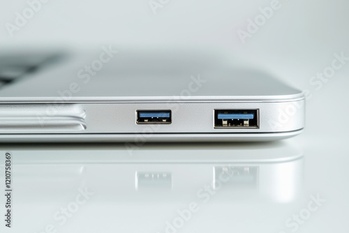 Wallpaper Mural USB drive connected to sleek laptop port showcasing modern technology in high resolution Torontodigital.ca