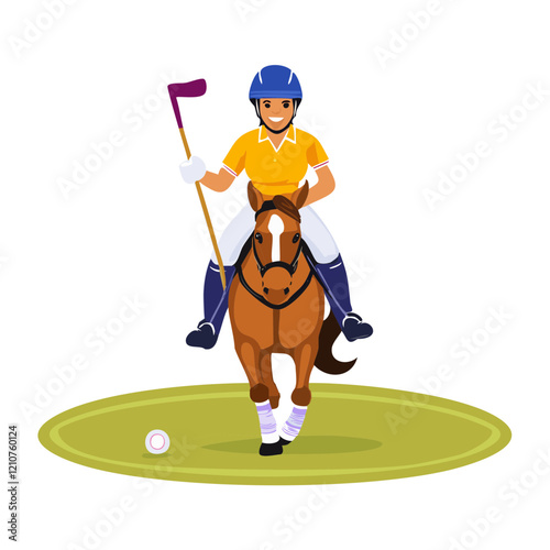 polo rider on horse vector