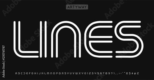 Lines modern alphabet, linear geometric letters design, outline bauhaus font for modern headlines, creative designs, creative posters, branding, and stylish logos. Vector typeset.