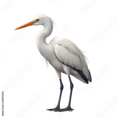 Great Egret Illustration, White Bird, Isolated