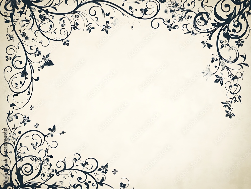 Elegant Floral Design Frame With Off White Background Elegant Floral Design Frame With Off White Background