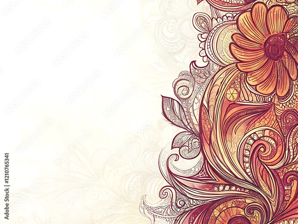Intricate Floral Design with Swirls and Warm Tones Intricate Floral Design with Swirls and Warm Tones