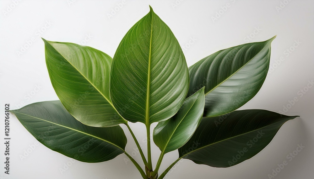 custom made wallpaper toronto digitalCloseup of vibrant green tropical leaves with detailed veins, arranged against a soft white background, showcasing natural beauty and simplicity. Ideal for plant, nature or botanical themes.
