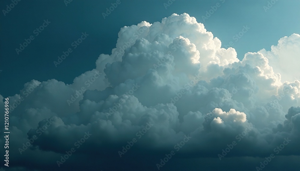 Naklejka premium Dark and foreboding cumulus clouds gather over the horizon in a stormy weather, grey skies, turbulent air