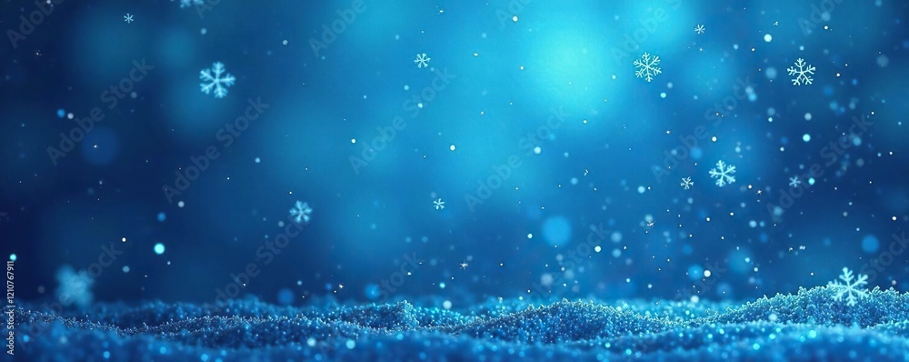 Obraz premium Blue gradient background with a sprinkle of white snowflakes, frosty, sprinkle, wintry