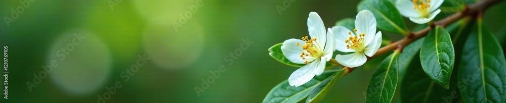 Delicate white flowers on a Spanish fir branch, kelleri, coniferous flowers Delicate white flowers on a Spanish fir branch, kelleri, coniferous flowers