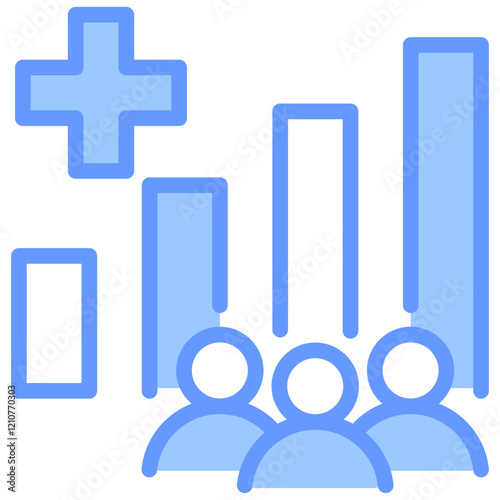 Population Explosion Blue Icon