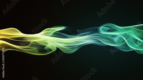 Green and yellow smoke puff, bright and lively, artistic and abstract, soft edges, glowing effect, floating seamlessly, energetic and ethereal, vibrant gradient