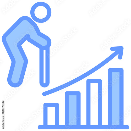 Ageing Population Blue Icon