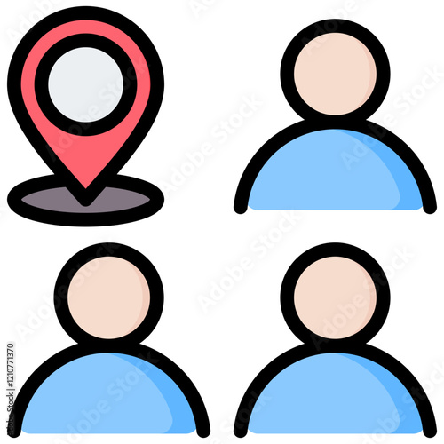 Population Distribution Outline Color Icon