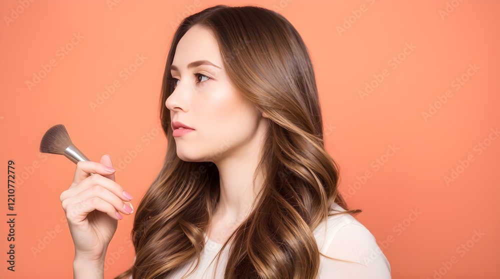 woman applying make up