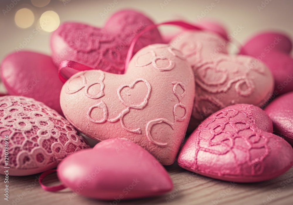 Obraz premium Valentine's Day pink hearts design, background image