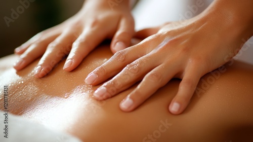 Wallpaper Mural massage, macro, white solid background, magnified details of hands and skin, soft and calming, high focus on relaxation. Torontodigital.ca